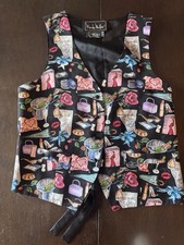 90 s Nicole Miller Silk Novelty Vest Waistcoat Valentines Heart Champagne Floral