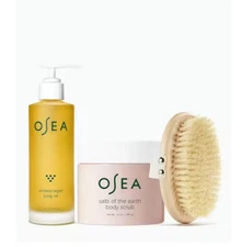 OSEA Total Body Glow Trio (Undaria Algae Oil , Salts of Earth Scrub, Body Brush)