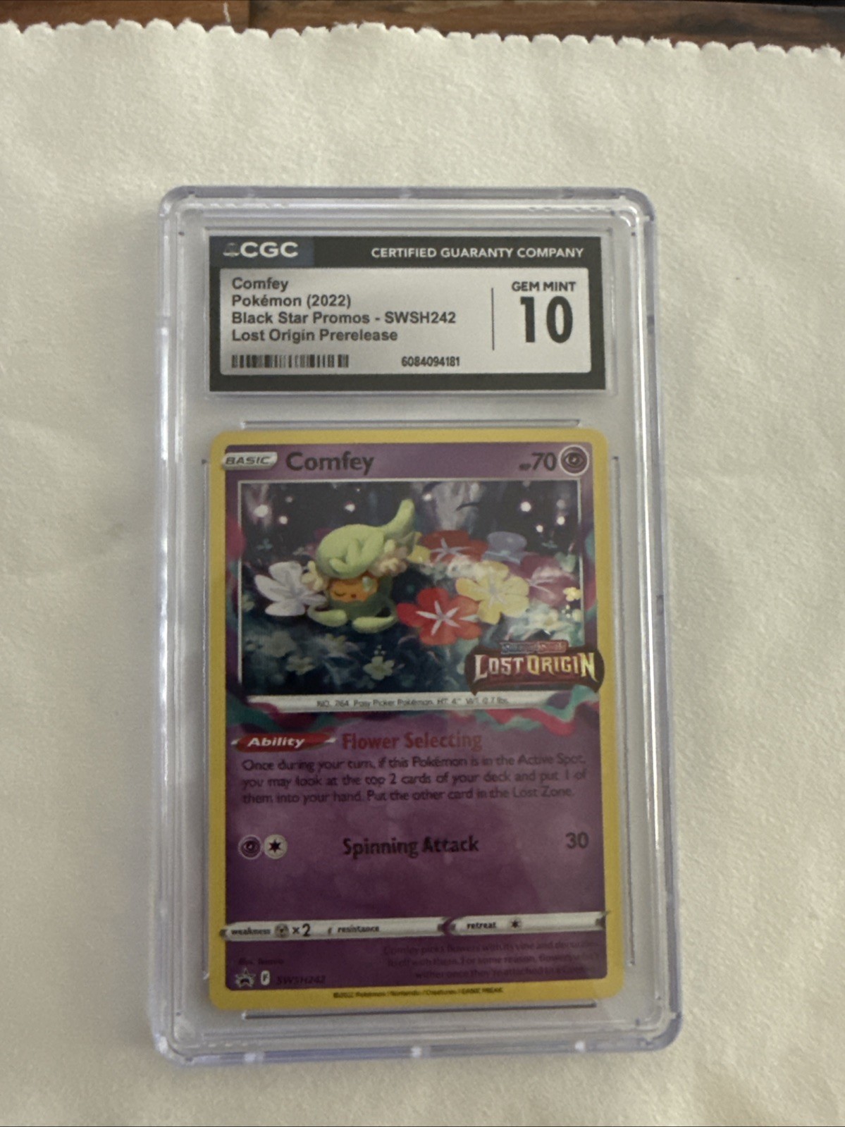 Comfey SWSH242 Stamped Pre-Release Promo Holo Pokémon TCG Lost Origin CGC 10