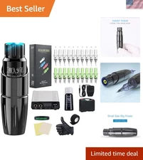 Rotary Tattoo Pen Kit with 20 Cartridges & Mcore Motor - Black Elegance
