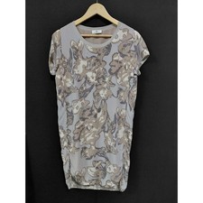 Day Birger et Mikkelsen Silk Floral Dress Gray Knee Length Short Sleeve 