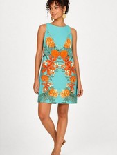 Farm Rio Floral Mini Dress Teal Orange Studded Sleeveless P