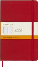 Classic Notebook, Hard Cover, Large 5" x 8.25" Ruled/Lined, Scarlet Red,
