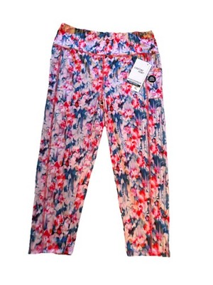 Starting Point Performance Capri Leggings Womens Size L Blurry Floral NWT