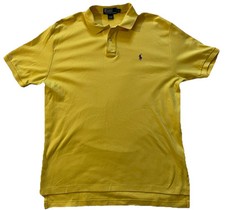 VTG POLO RALPH LAUREN Size Large Made in USA Mens Polo Shirt Yellow Soft Cotton