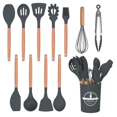 Küchenutensilien Set 12-teilig Silikon Kochutensilien Set mit Holzgriff Hitze