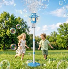 Light-Up Outdoor Bubble Machine Lamp Post Tower w/ Stand, 3x Solution, Blue