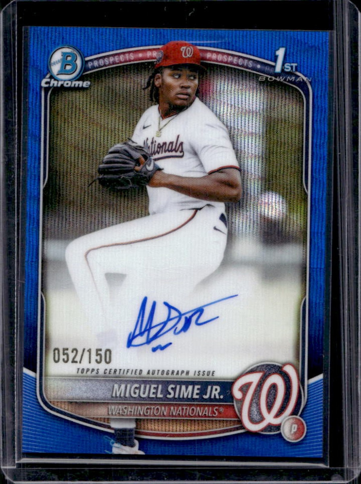 2025 Bowman Draft Miguel Sime Jr. Chrome Auto Blue Wave Refractor 1st #/150