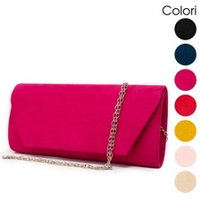 Pochette elegante donna borsetta cerimonia da sera scamosciata borsa clutch moda