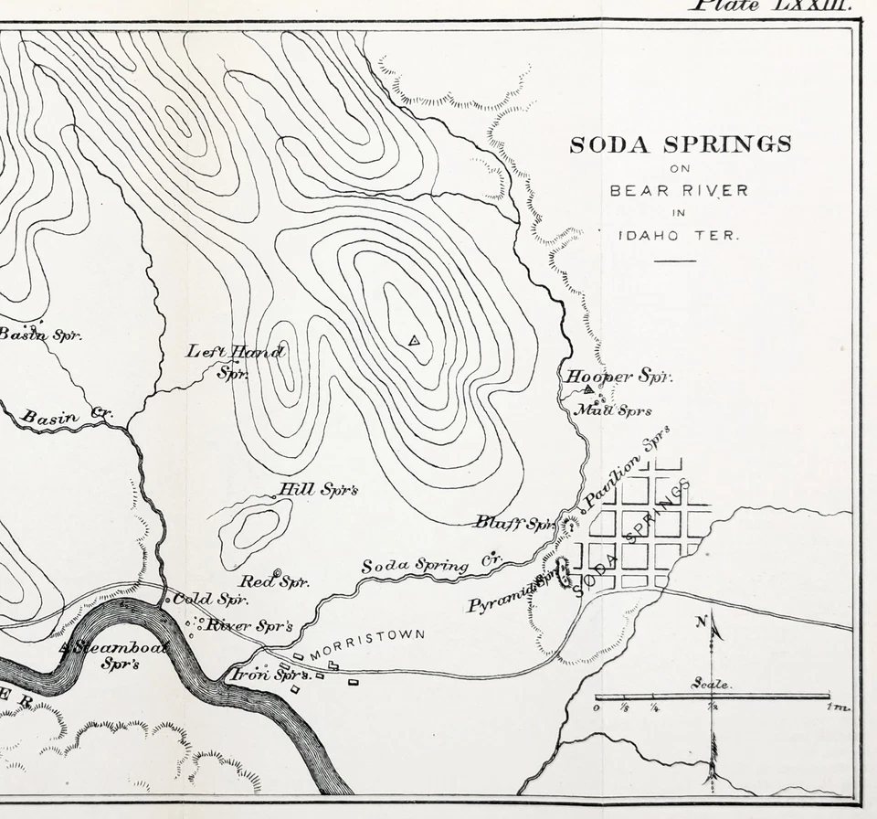 TERRITORIO IDAHO 1878 - SODA SPRINGS Mapa ORIGINAL Bear River - Morristown Foto 3 de 3