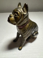 Antique 1900's AC Williams#357 Cast Iron Boxer Dog Bulldog Still Penny Coin RARE