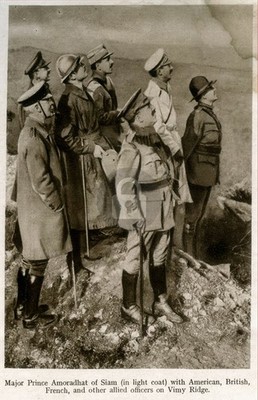 Siam Major Prince Amoradhat et al, Vimy Ridge France WW1 Vintage Postcard COPY