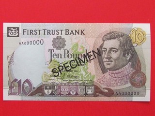 IRELAND ( 1998 RARE SCARCE SPECIMEN UNC ) 10 POUNDS BEAUTIFUL BANKNOTE UNC