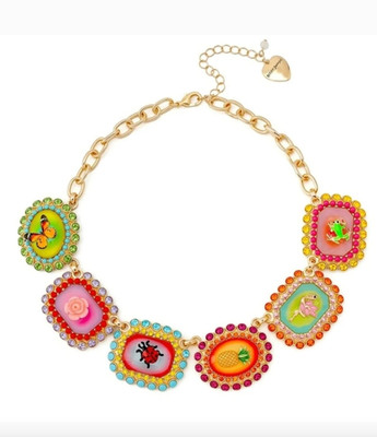 NWT Betsey Johnson Backyard Stone Critter Bib Statement Necklace  $168