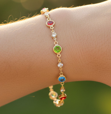 Delicate Gemstone Bracelet Gold Plated Designer Chain Bracelet Handmade Jewelry