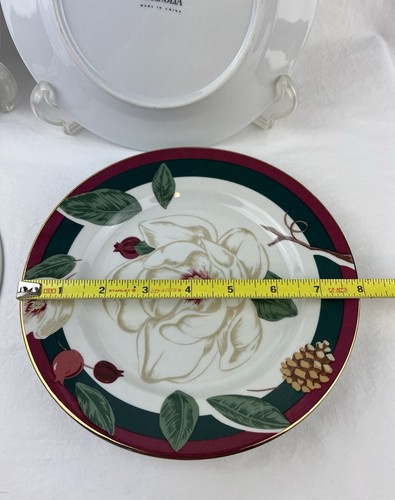 Tienshan Magnolia Flower Salad Plates 8" Red White Set of 4 EUC - Picture 13 of 15