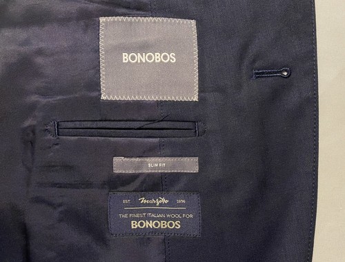 NWOT Bonobos Marzotto Slim Blue Men Blazer Jacket Wool & Cashmere 38L MSRP $600 - Picture 3 of 15