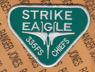 USAF Air Force 335th Figther Squadron FS Strike Eagle CHIEFS ~3.75'' patch c/e