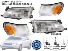 1993 - 1997 Toyota Corolla Head Lamp Corner Light With Bulb Combo Set 1993 - 1997 Toyota Corolla Head Lamp Corner Light With Bulb Combo Set