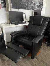 2 Studio Black Leather Recliner Chair - 100% Leather