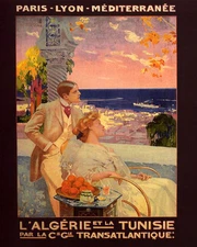 POSTER ALGERIA TUNISIA TRANSATLANTIC ORIENT SHIP TRAVEL VINTAGE REPRO FREE S/H