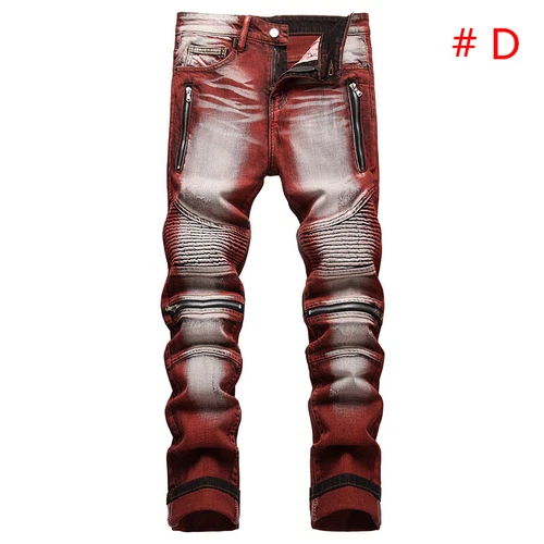 Moda Para hombres Jeans Elastizados Calce Ajustado Pantalones Informales Largos Estampados Denim Pantalones - Imagen 17 de 38
