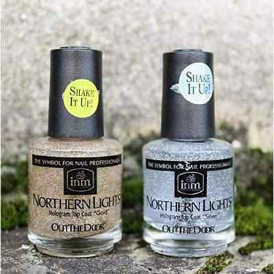 #ad INM Northern Lights Hologram Top Coat DUO Silver Gold Duo set $14.99