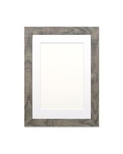Shabby Chic Rustic/ Wood Grain Picture frame photo frame Grey With Bespoke Mount