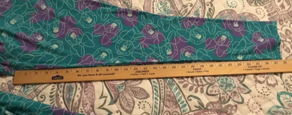 Leggings Lularoe DISNEY Minnie Mouse Lazo Verde Talla TC Alto y Curvilíneo Ligeros Elásticos Foto 4 de 4