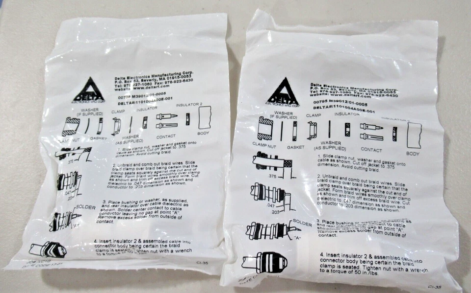 2 Pack Mil-Spec Delta M39012/01-0005 N Straight Clamp Male Connector *SEALED* - Image 2 of 3