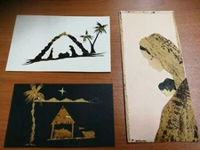 Twelve Postcards Created with Wood Detail Vintage 1980s