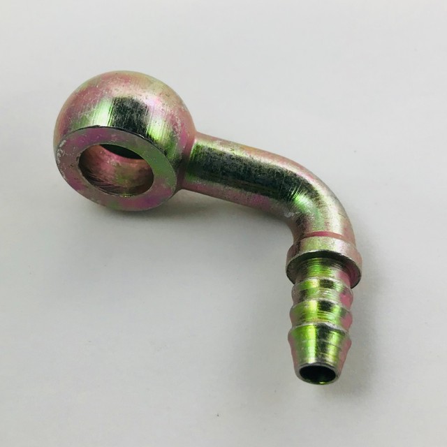 Fitting Hose ID 5/16" 8mm Barb OD x 14mm or 9/16" Banjo 90 Deg Elbow