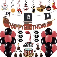Pirate Themed Birthday Party Supplies Happy Birthday Banner Eye Mask Balloon set