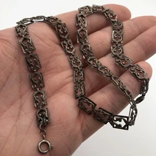 Vintage Danecraft Floral Flower Repousse Sterling Silver Link Necklace