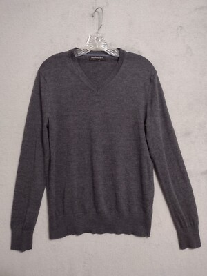 Banana Republic 100% Extra Fine Merino Wool Sweater, V-Neck, Gray, Men's M/L