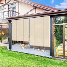 Outdoor Roll up Shade Roller Shade UV Block Blind Porch Yard Shelter Cover Beige