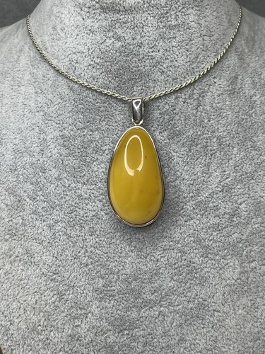 BALTISCHER BERNSTEIN Schmuck. Gelber Bernstein. Eigelb Bernstein ANHÄNGER mit Sterlingsilber - Bild 2 von 12