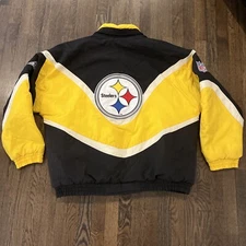 Pittsburgh Steelers Jacket XL Apex One Black Full Zip Vintage 