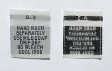 500 pcs WHITE WOVEN CLOTHING SEWING CLOTHING CARE LABEL - HAND WASH SEPARATELY