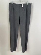NEW Talbots Pants Womens 12 Gray Straight Leg Side Zip Dress Work Trousers