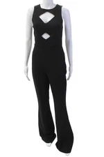 Rachel Zoe Womens Sleeveless High Rise Flare Leg Jumpsuit Black Size 2