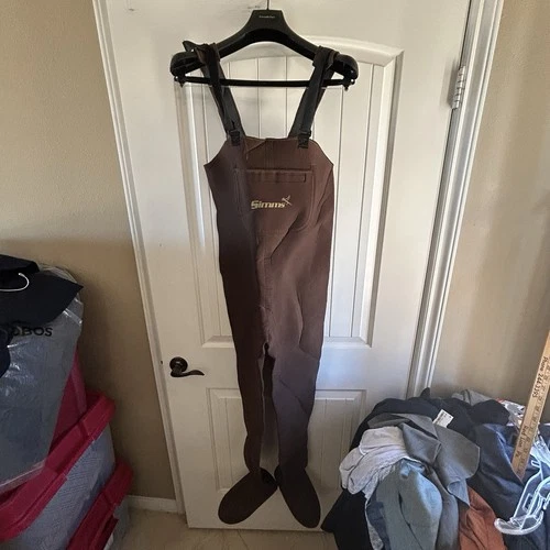 Simms Stockingfoot Waders Mens Size Small Brown Neoprene Fly Fishing Outdoor USA