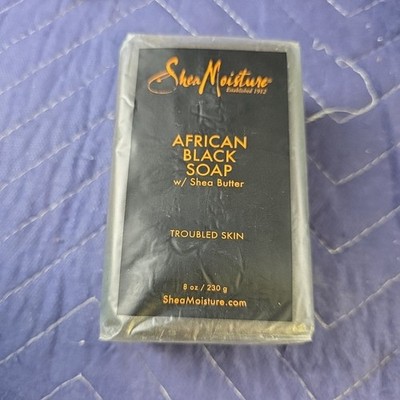 Shea Moisture African Black Soap Bar Shea Butter Troubled Skin 8oz