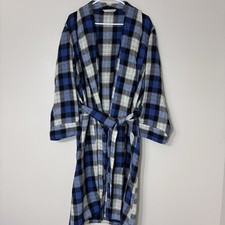 Vintage 50s 60s Sears Pilgrim Blue Plaid Wool Blend Bath Robe Mens Medium Belted