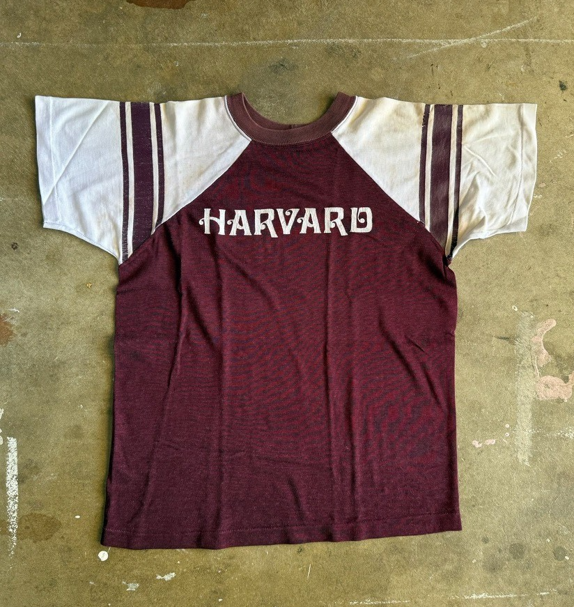 70s VINTAGE HARVARD UNIVERSITY JERSEY STYLE T-SHIRT SZ S CHAMPION