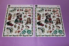 John Grossman Gifted Line LOT 2 Large Sheets of Christmas Cat Animals Stickers 