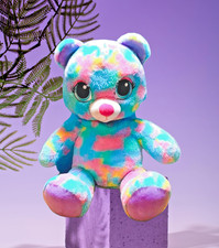 Build-A-Bear Rainbow Tie-Dye Teddy Bear Plush 16" - Multicolor - BAB - Big Eyes