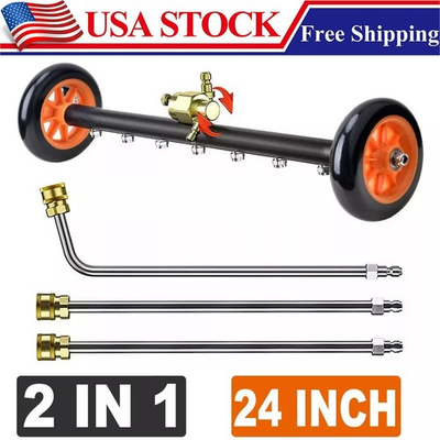 #ad 24quot; 2 in 1 Pressure Washer Undercarriage Cleaner with 7 Nozzles 3 Extension Rods $36.98