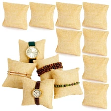 12 Pack Linen Bracelet Cushion Pillows for Watches and Bangles, 3 x 3 x 2 in