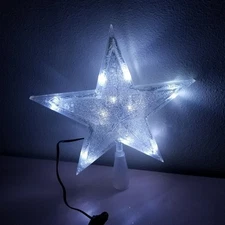 LED Flickering Star Tree Topper Electric Christmas Holiday Home Decor WORKS